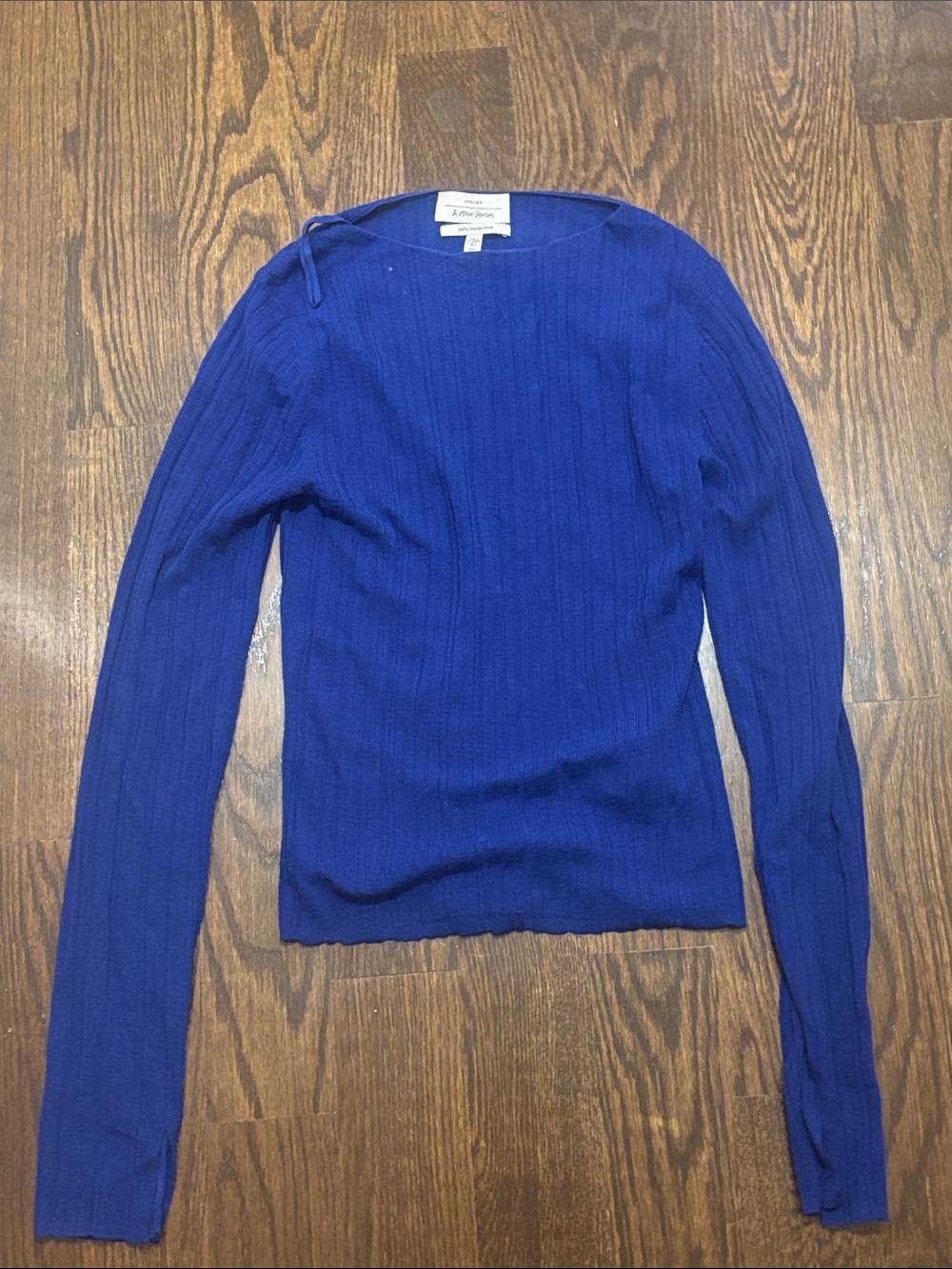 & Other Stories Women's Royal Blue Ribbed Long-Sleeve Top